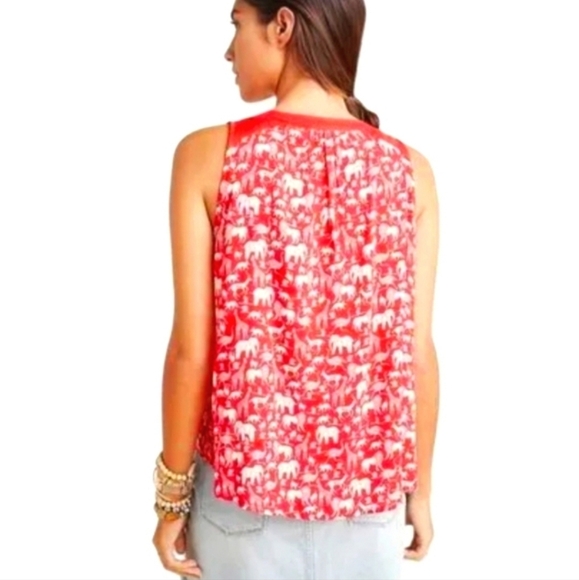 Maeve By Anthropoligie Safari Top Red Size 4 - Picture 10 of 13
